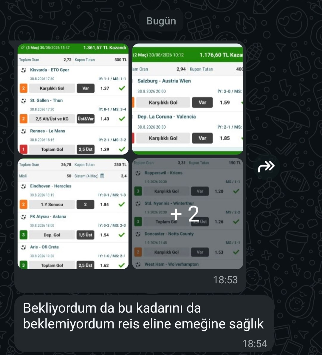 Üyemizin paylaştığı kazanan kupon görseli