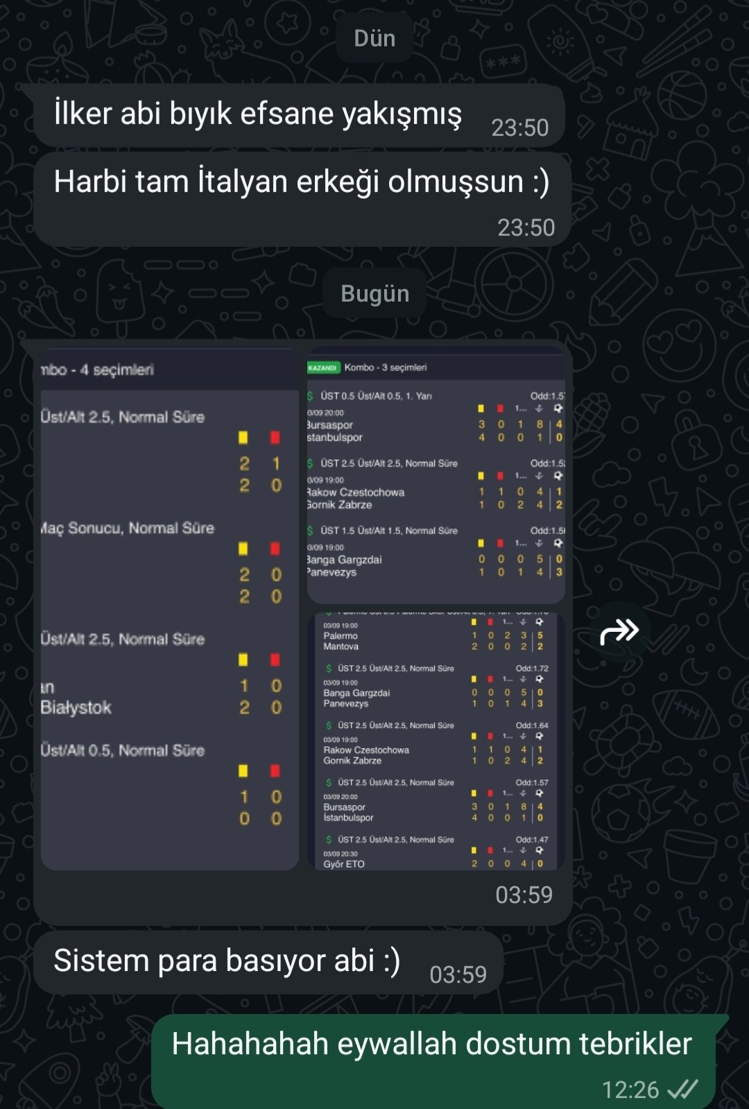 Üyemizin paylaştığı kazanan kupon görseli