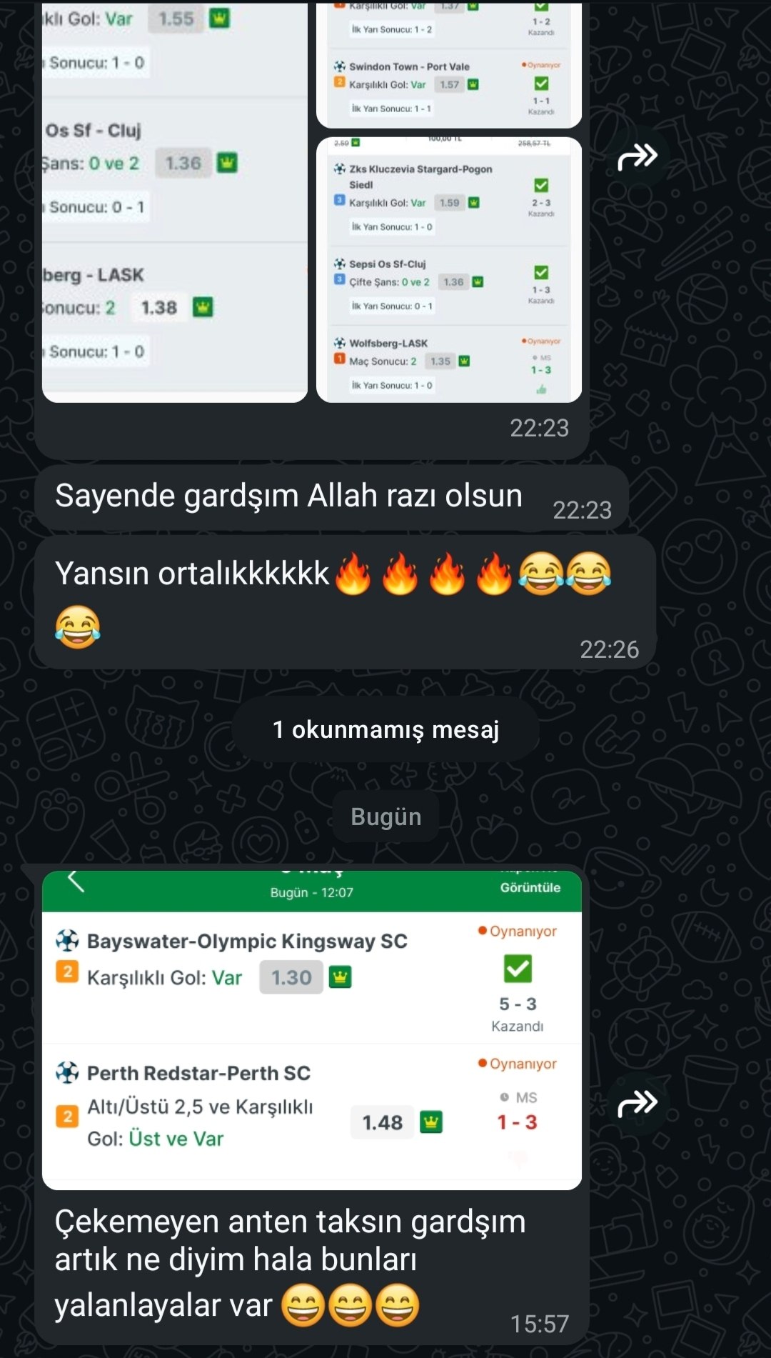Üyemizin paylaştığı kazanan kupon görseli