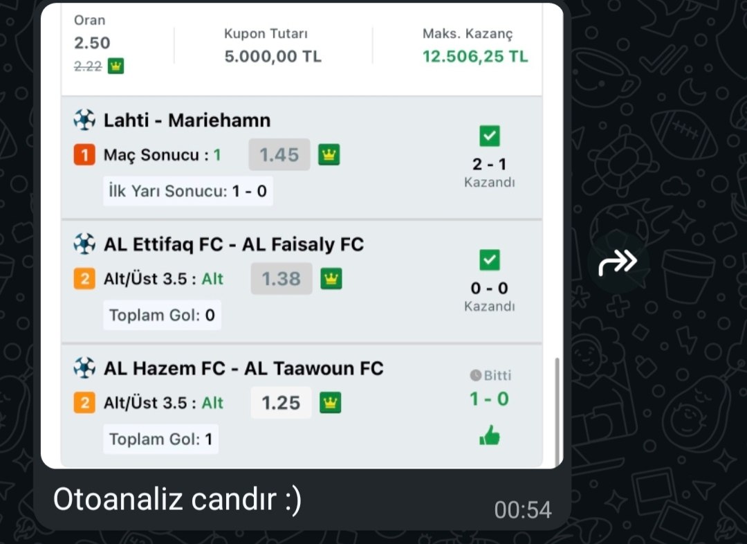 Üyemizin paylaştığı kazanan kupon görseli