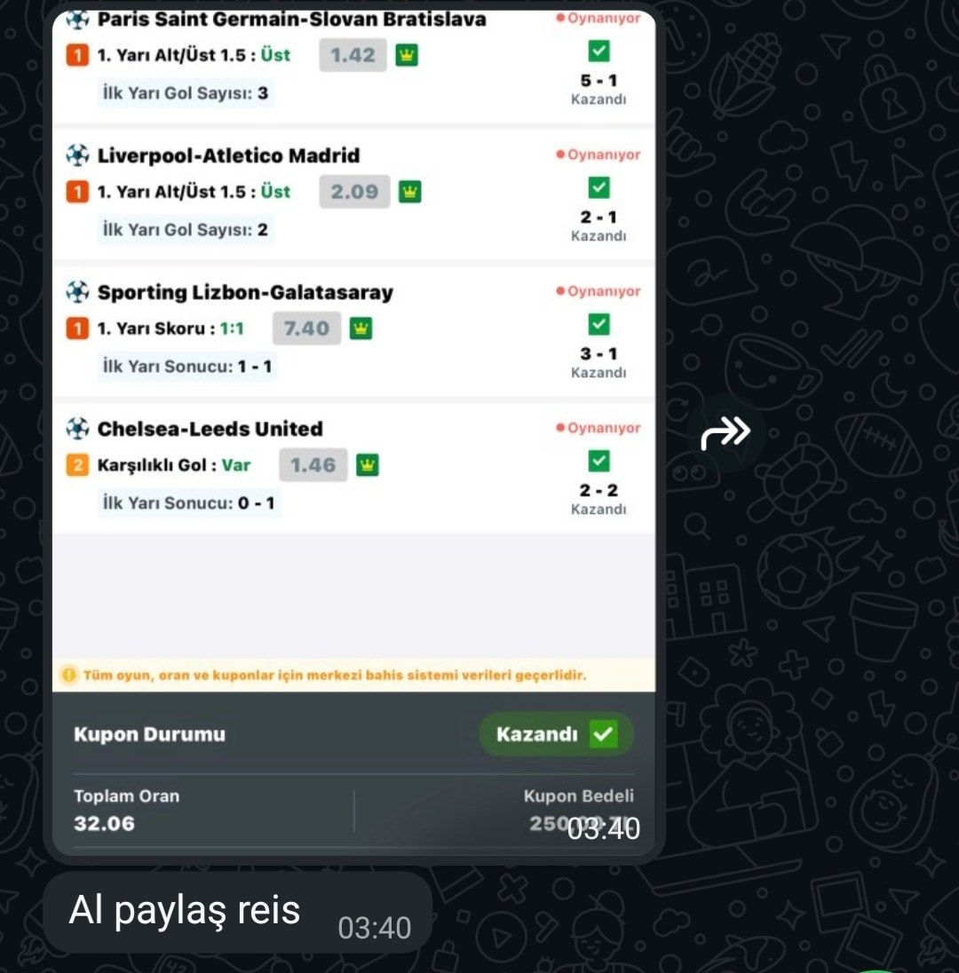 Üyemizin paylaştığı kazanan kupon görseli