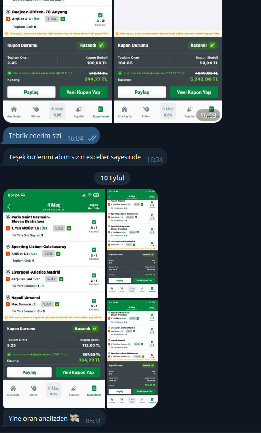 Üyemizin paylaştığı kazanan kupon görseli