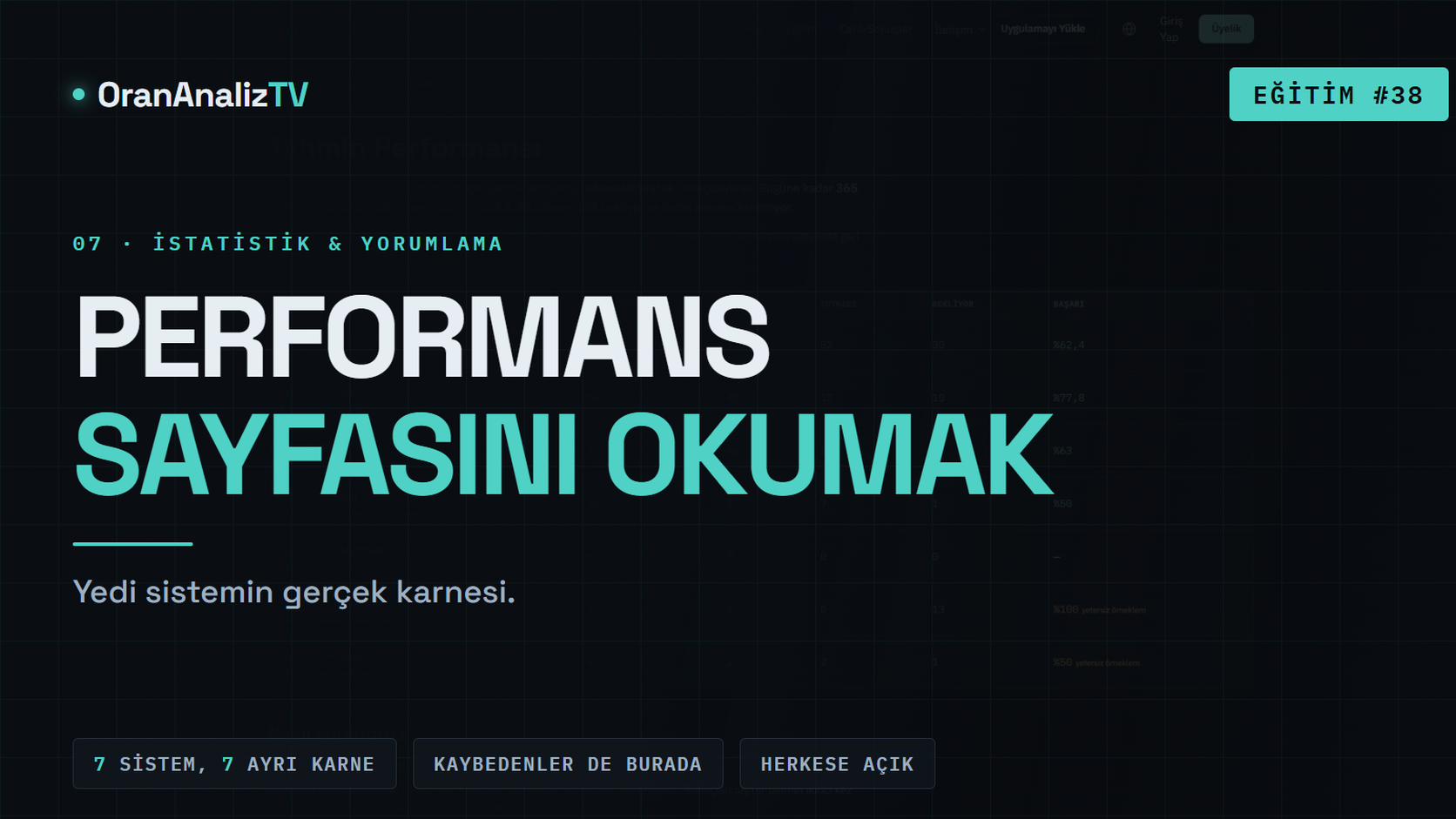 Performans Sayfasını Okumak | Yedi Sistemin Gerçek Karnesi