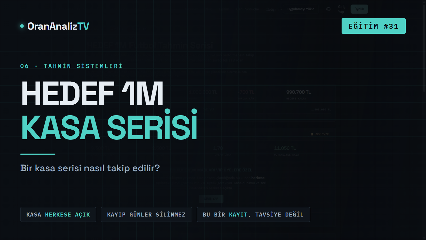 HEDEF 1M | Bir Kasa Serisi Nasıl Takip Edilir?