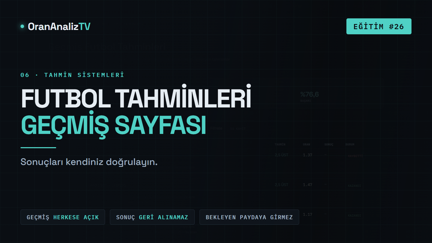 Futbol Tahminleri ve Geçmiş Sayfası | Sonuçları Kendiniz Doğrulayın