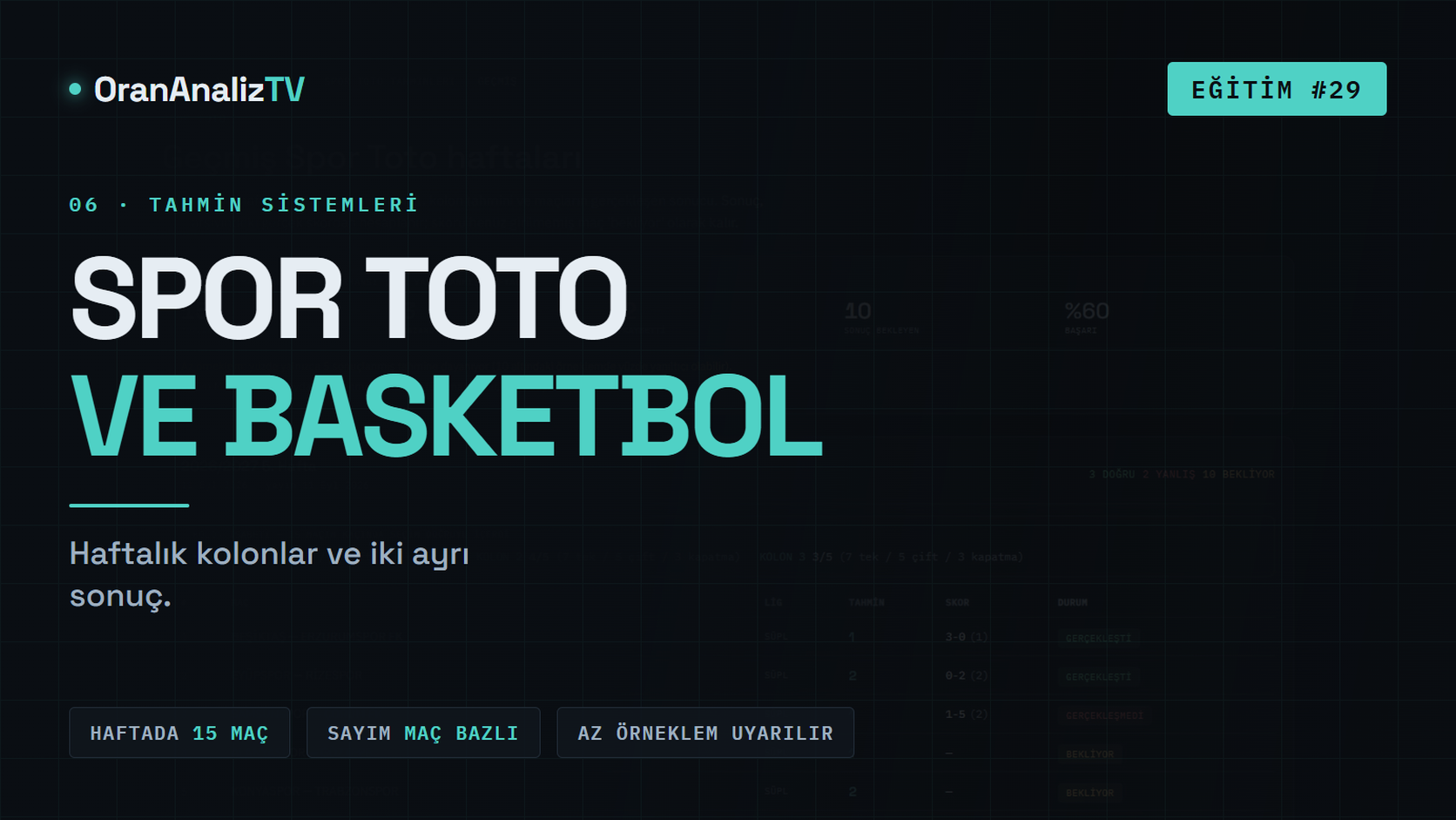 Basketbol ve Spor Toto Tahminleri | Haftalık Kolonlar