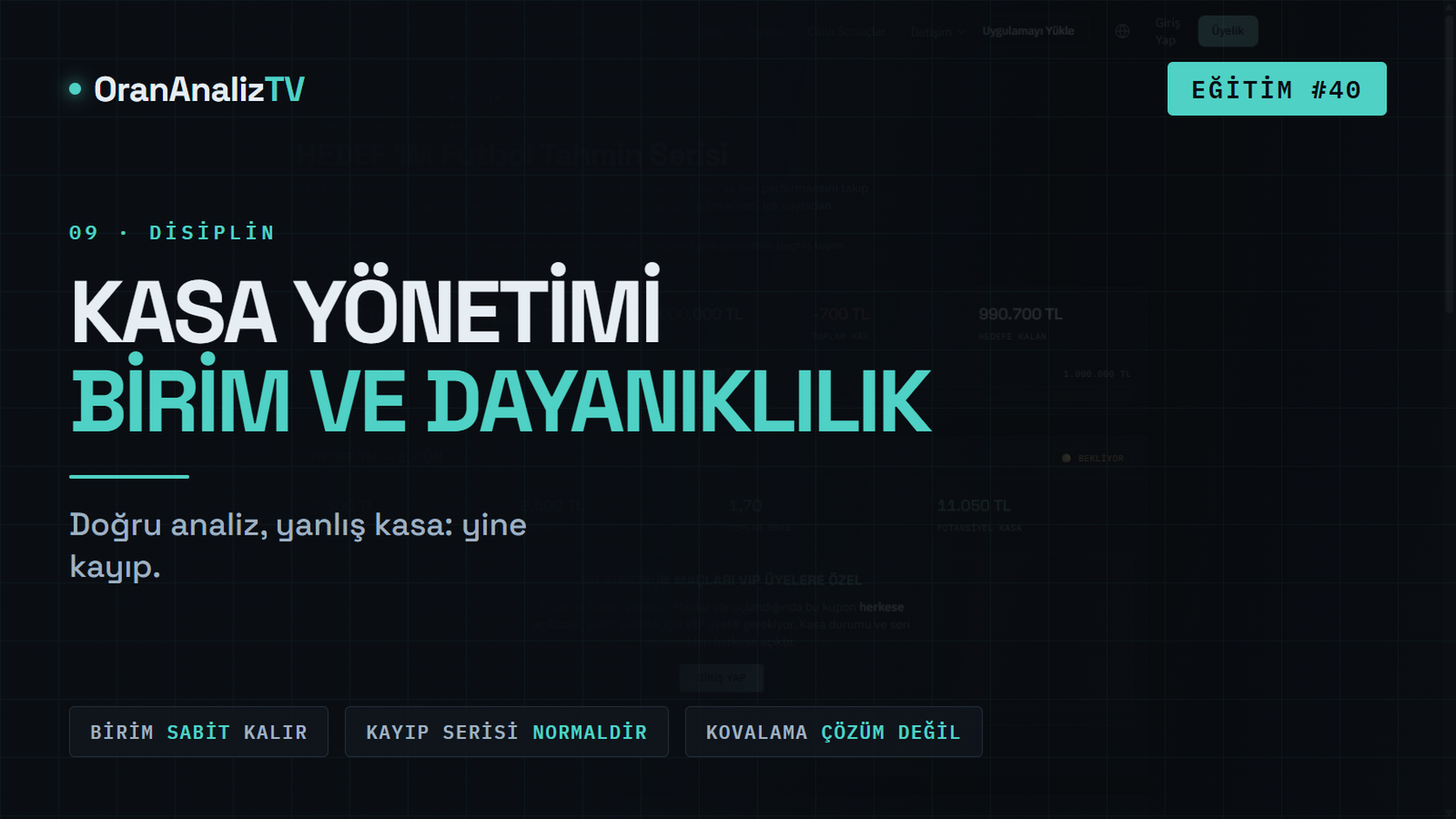 Kasa Yönetiminin Temeli | Birim, Yüzde ve Dayanıklılık