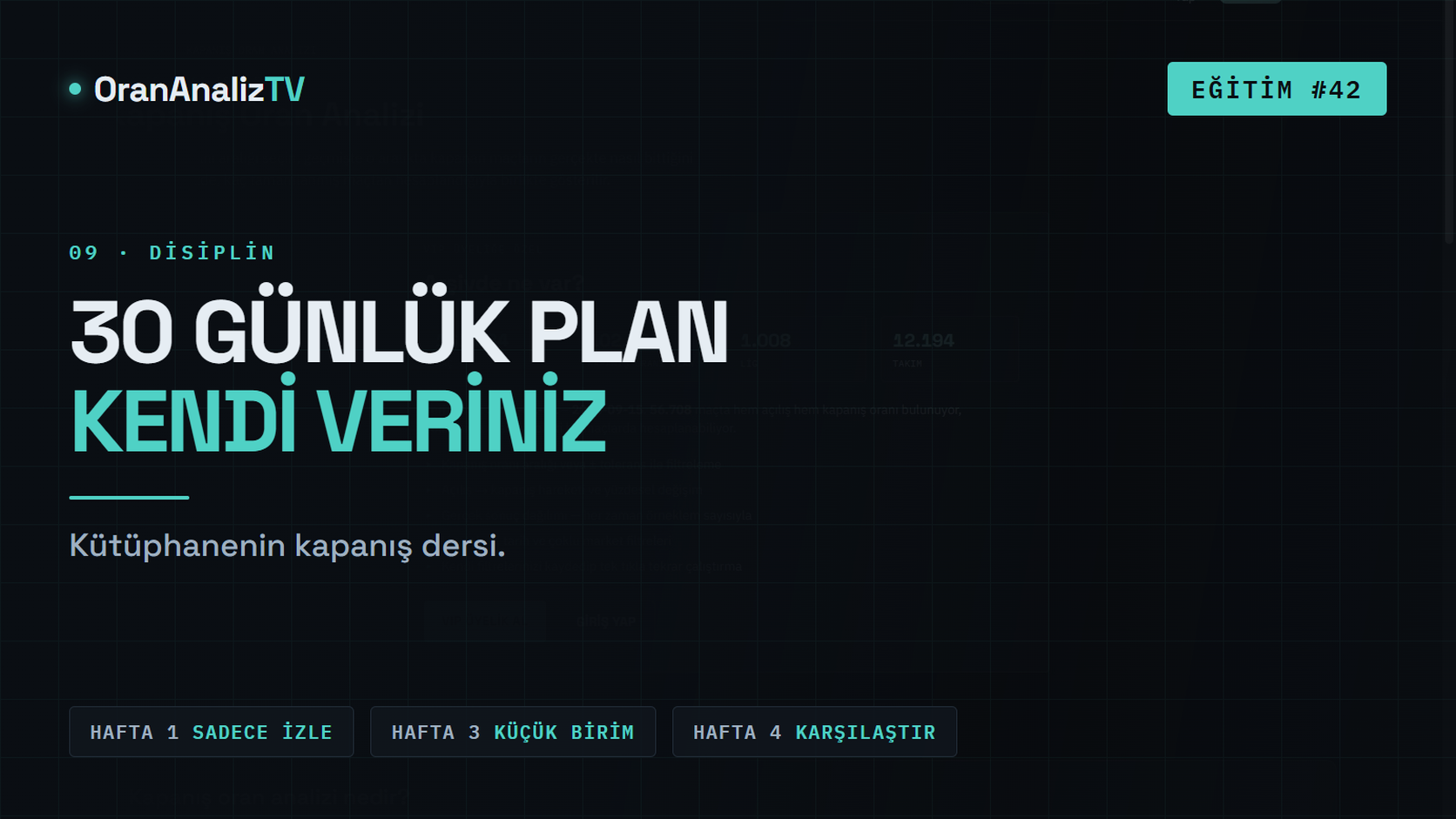 30 Günlük Kişisel Analiz Rutini | Kendi Verinizi Biriktirin