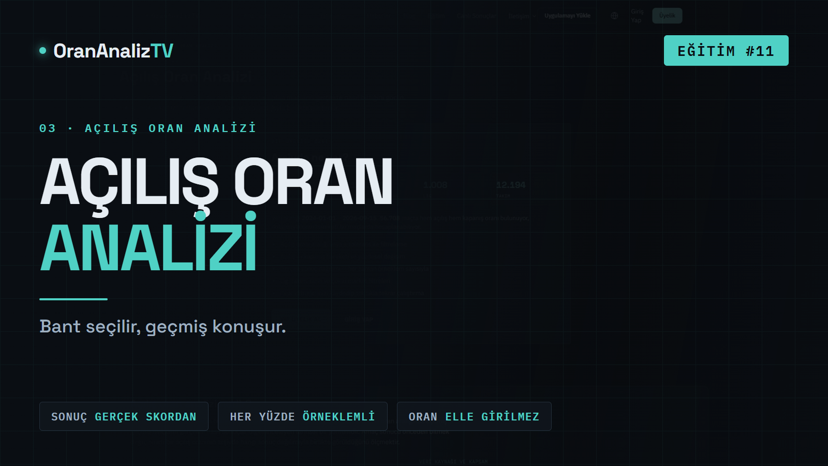 Açılış Oran Analizi Ekranını Tanıyalım | Filtre Panelinin Tamamı