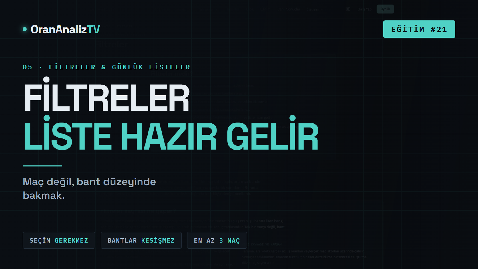 Filtreler Sayfası | En Güçlü Market–Sonuç Eşleşmesini Bulmak